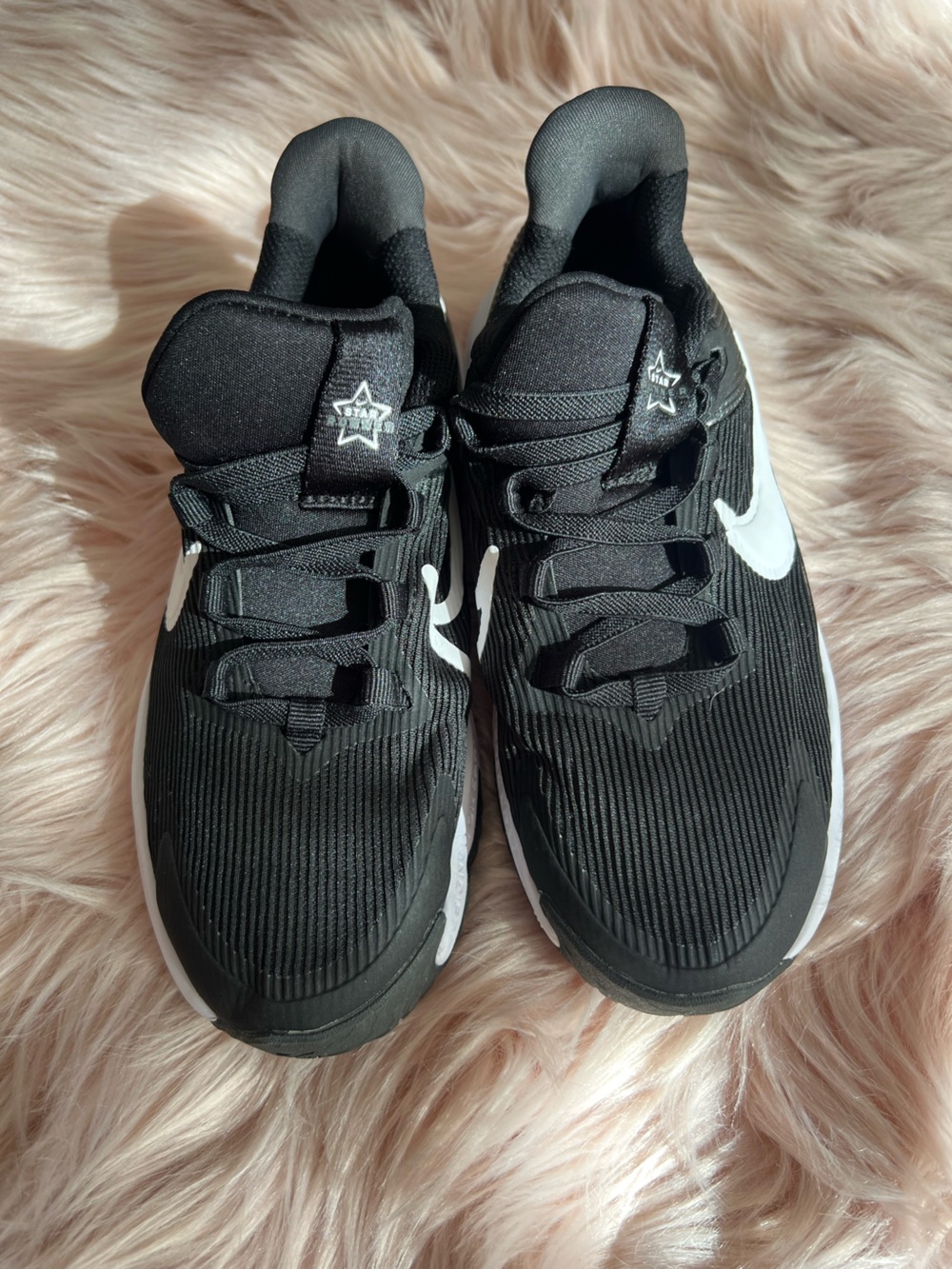Nike Youth Black Sneakers with White Swoosh 1 Year Old